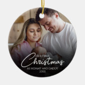Onze eerste kerst als mama en papa foto keramisch ornament (Voorkant)