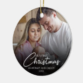 Onze eerste kerst als mama en papa foto keramisch ornament (Links)