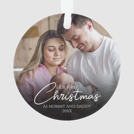 Onze eerste kerst als mama en papa foto ornament (achterkant)