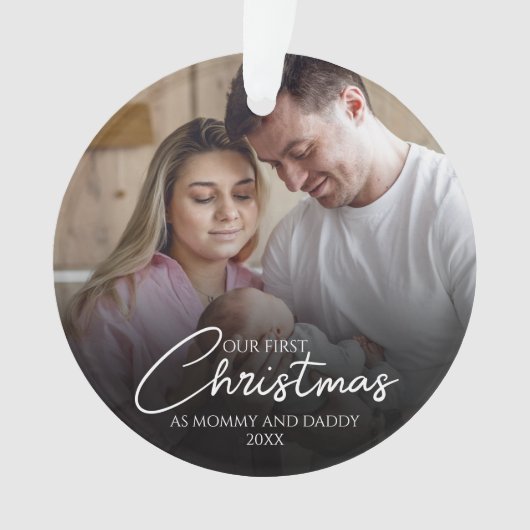 Onze eerste kerst als mama en papa foto ornament (voorkant)