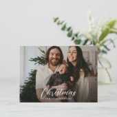 Onze eerste kerst als mama en papa fotostrips feestdagenkaart (Staand voorkant)