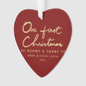 Onze eerste kerst als mama en papa Keepslag Ornament (voorkant)