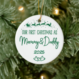 Onze eerste kerst als mama en papa keramisch ornament