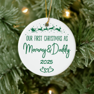 Onze eerste kerst als mama en papa keramisch ornament
