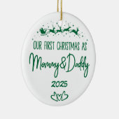 Onze eerste kerst als mama en papa keramisch ornament (Rechts)