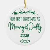 Onze eerste kerst als mama en papa keramisch ornament (Voorkant)