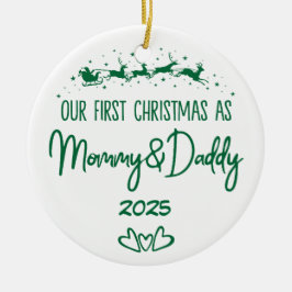 Onze eerste kerst als mama en papa keramisch ornament