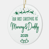 Onze eerste kerst als mama en papa keramisch ornament (Links)