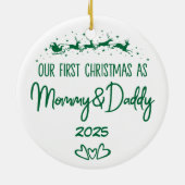 Onze eerste kerst als mama en papa keramisch ornament (Achterkant)