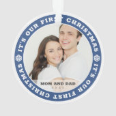 Onze eerste kerst als mama en papa moderne sneeuw ornament (achterkant)