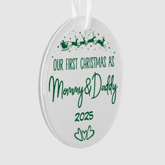 Onze eerste kerst als mama en papa ornament (voorkant)