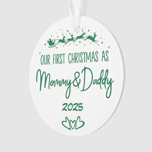 Onze eerste kerst als mama en papa ornament (voorkant)