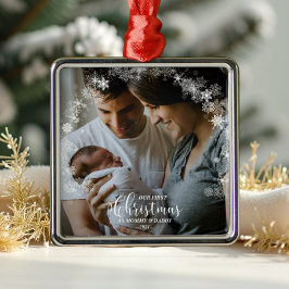 Onze eerste kerst als mama en papa Sneeuwvlok Foto Metalen Ornament