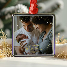 Onze eerste kerst als mama en papa vergulde foto metalen ornament