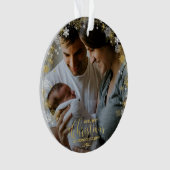 Onze eerste kerst als mama en papa vergulde foto ornament (voorkant)