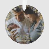 Onze eerste kerst als mama en papa vergulde foto ornament (voorkant)
