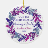 Onze eerste kerst als mama papa Baby adem Keramisch Ornament (Achterkant)