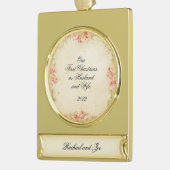Onze eerste kerst als man en vrouw verguld banner ornament (Links)