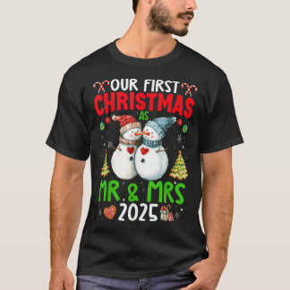 Onze eerste kerst als meneer en mevrouw 2025 stel t-shirt