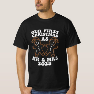 Onze eerste kerst als meneer en mevrouw 2025 stel t-shirt