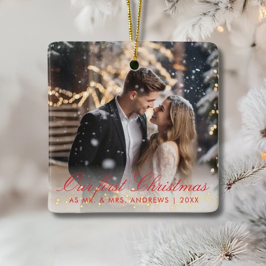 Onze eerste kerst als meneer en mevrouw 2 Foto Keramisch Ornament