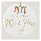 Onze eerste kerst als meneer en mevrouw gepersonal keramisch ornament
