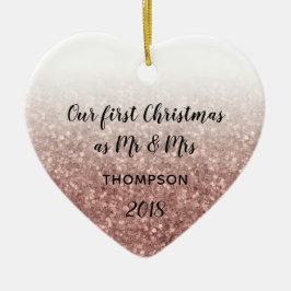 Onze eerste kerst als meneer en mevrouw getrouwd s keramisch ornament