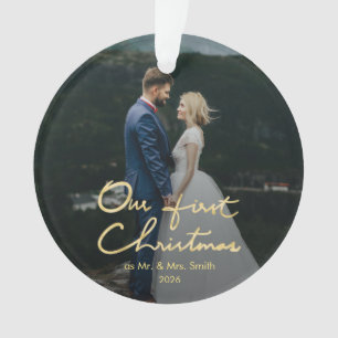 Onze eerste kerst als meneer en mevrouw Huwelijksf Ornament