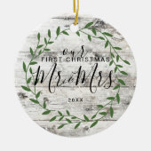 Onze Eerste Kerst Als Meneer En Mevrouw Keramisch Ornament (Voorkant)