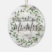 Onze Eerste Kerst Als Meneer En Mevrouw Keramisch Ornament (Links)