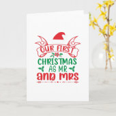 Onze eerste kerst als meneer en mevrouw-kerst-fees kaart (Gele Bloem)