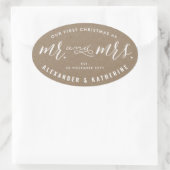 Onze Eerste Kerst Als Meneer En Mevrouw Kraft Trou Ovale Sticker (Tas)