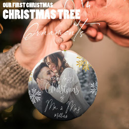 Onze eerste kerst als meneer en mevrouw nieuwgetro keramisch ornament