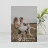Onze eerste kerst als meneer en mevrouw Typografie Feestdagenkaart (Staand voorkant)