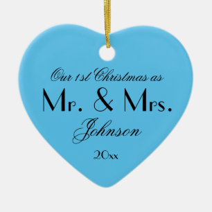 'Onze eerste kerst als meneer & mevrouw' Black Aqu Keramisch Ornament