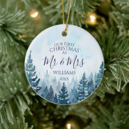 Onze Eerste Kerst Als Meneer & Mevrouw Foto Dennen Keramisch Ornament