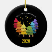 Onze eerste kerst als mevrouw. en mevrouw Rainbow  Keramisch Ornament (Achterkant)