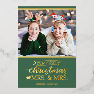 Onze eerste kerst als mevrouw Lgbt Folie Holiday Folie Feestdagenkaart