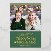 Onze eerste kerst als mevrouw Lgbt Folie Holiday Folie Feestdagenkaart (Voorkant)