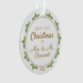 Onze eerste kerst als mevrouw & meneer feestelijke ornament (voorkant)