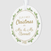 Onze eerste kerst als mevrouw & meneer feestelijke ornament (voorkant)