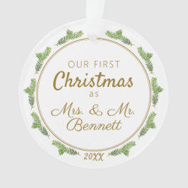 Onze eerste kerst als mevrouw & meneer feestelijke ornament