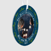 Onze eerste kerst als mevrouw. & Mr Script-foto Ornament (voorkant)