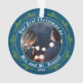 Onze eerste kerst als mevrouw. & Mr Script-foto Ornament (achterkant)