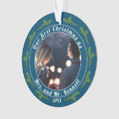 Onze eerste kerst als mevrouw. & Mr Script-foto Ornament (voorkant)
