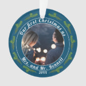 Onze eerste kerst als mevrouw. & Mr Script-foto Ornament (voorkant)