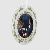 Onze eerste kerst als mevrouw. & Mr Wedding Foto Ornament (voorkant)