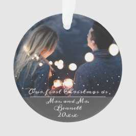 Onze eerste kerst als mevrouw. & Mr Wedding Foto Ornament