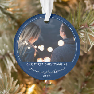 Onze eerste kerst als mevrouw. & Mrs Wedding Foto Ornament