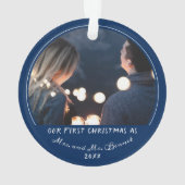 Onze eerste kerst als mevrouw. & Mrs Wedding Foto Ornament (achterkant)